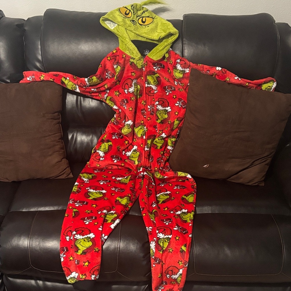 Grinch Red Hooded Fleece Onesie Pajamas